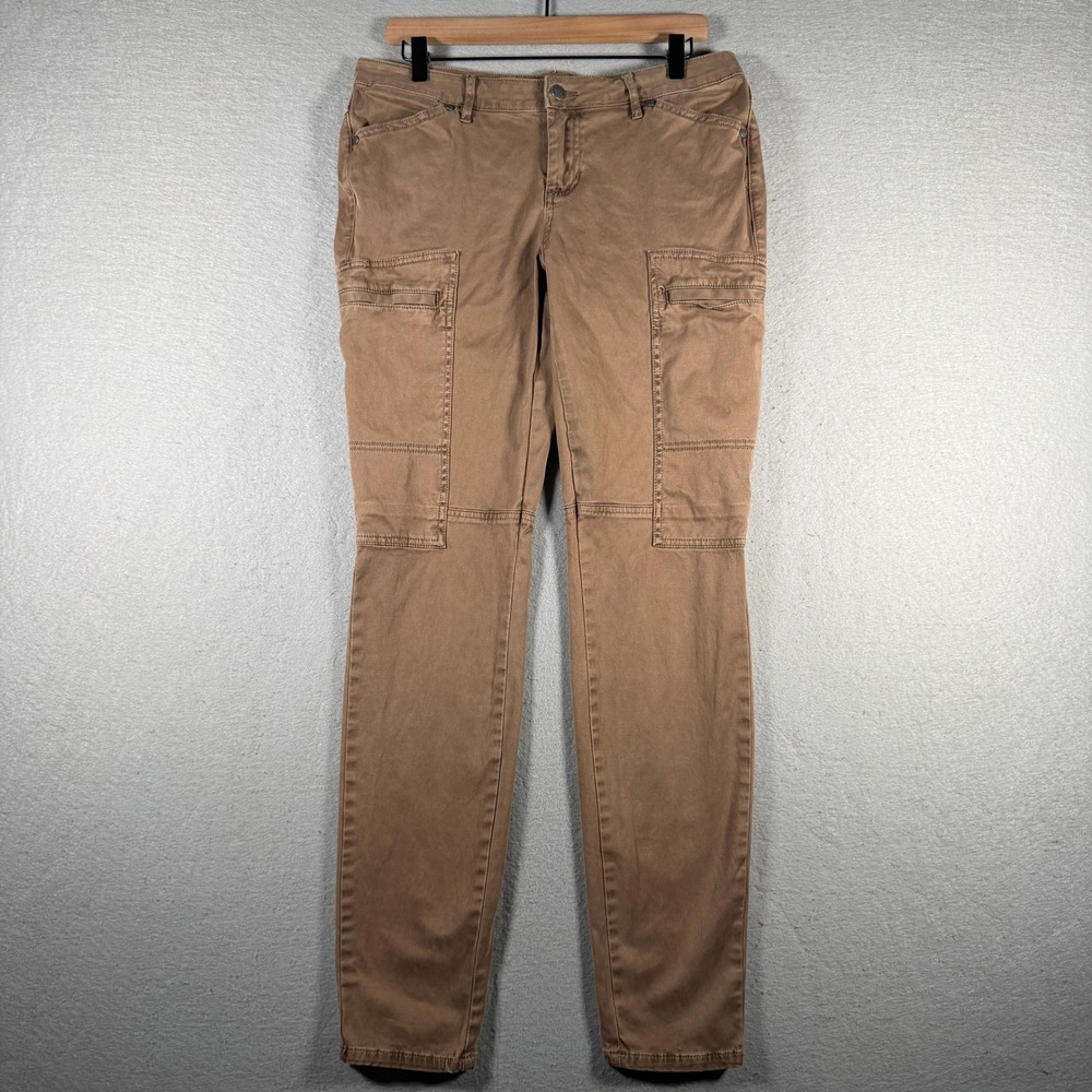 Prana Halle Skinny Cargo Pants Tan Brown Organic Cotton W4LOUI316 Womens 8 33x32